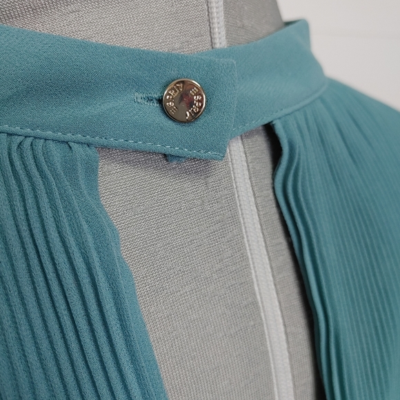 Esprit accordion pleated teal chiffon dress size 14 - Picture 10 of 15